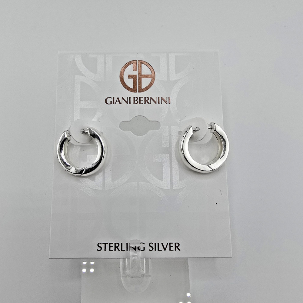 Giani Bernini 925 Sterling Silver Thick Hinged Hoop Earrings 1/2"